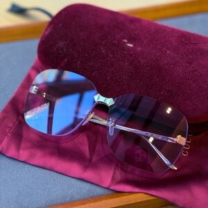 Gucci rimless gold purple sunglasses
